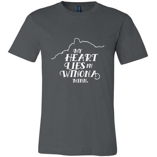 Winona T-Shirt My Heart Lies In Winona, White on Dark - Kari Yearous Photography WinonaGifts KetoGifts LoveDecorah