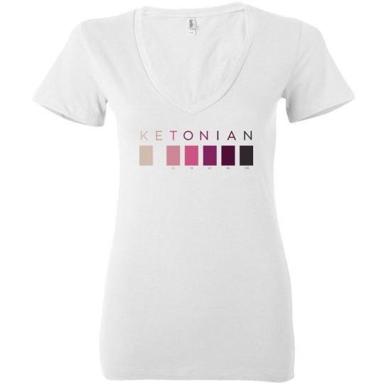 Ketonian Test Strip Colors Keto Tee Shirt, Ladies Deep V-Neck - Kari Yearous Photography WinonaGifts KetoGifts LoveDecorah