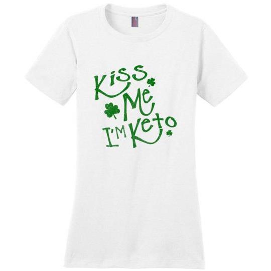 Women's Keto T-Shirt Kiss Me I'm Keto, Green on White - Kari Yearous Photography WinonaGifts KetoGifts LoveDecorah