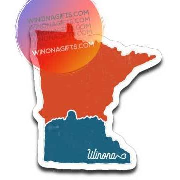 Winona Minnesota Decal State Outline with Sugarloaf - Kari Yearous Photography WinonaGifts KetoGifts LoveDecorah