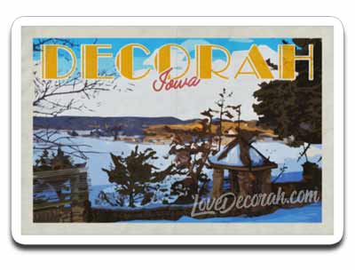 Decorah Iowa Decal Phelps Park Vintage Travel Poster