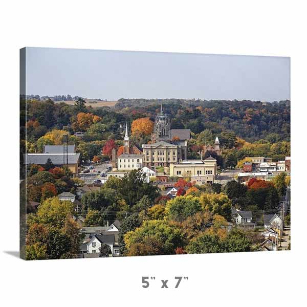 Mini 5" x 7" Canvas Wrap Fall View of Decorah IA