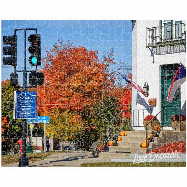 Decorah Iowa Puzzle Fall Colors with Octagon House, 520 Pieces