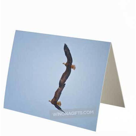Small Notecard Bald Eagles Flying Together in Winona, Minnesota - Kari Yearous Photography WinonaGifts KetoGifts LoveDecorah