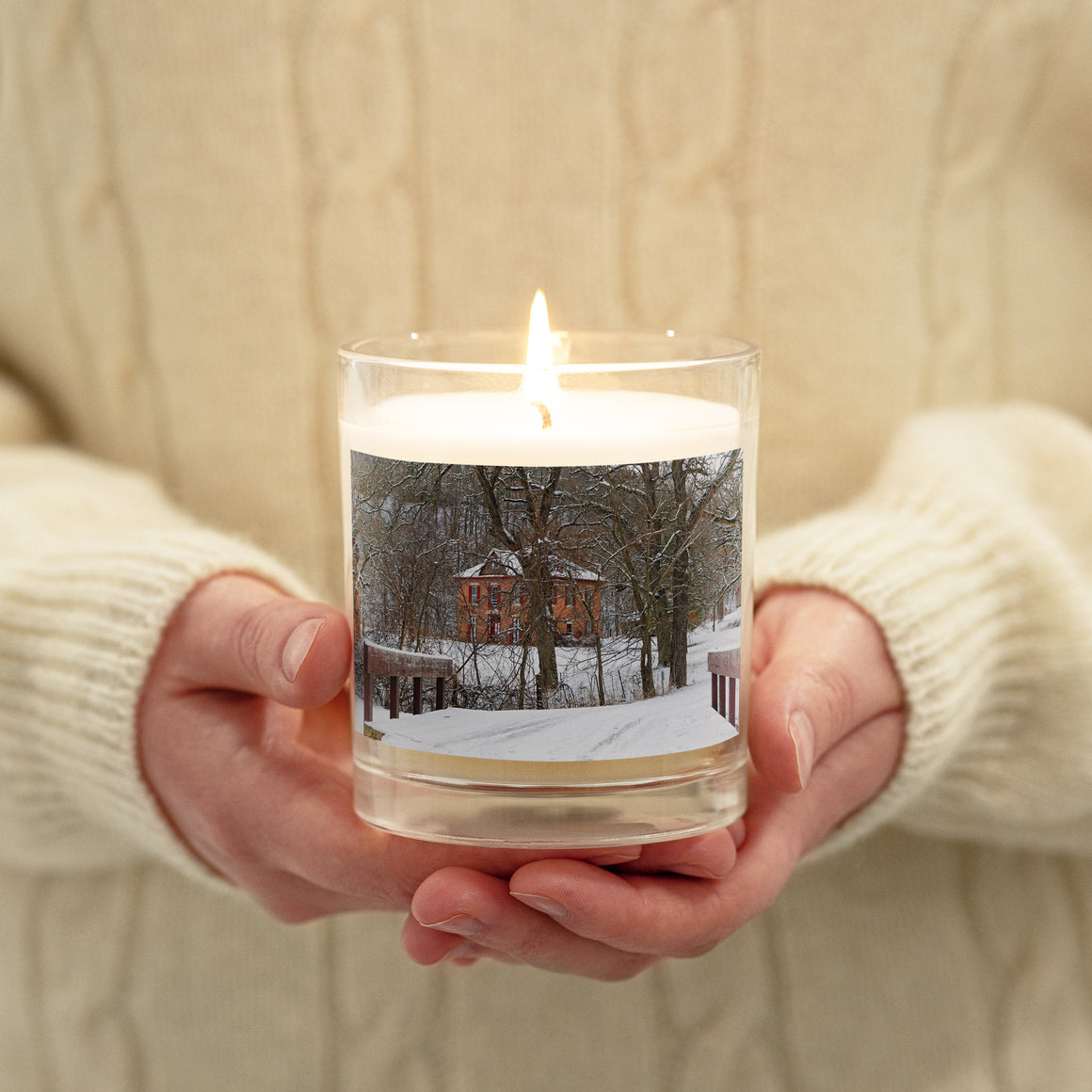 Glass Jar Soy Wax Candle Hjelle House in Winter Decorah