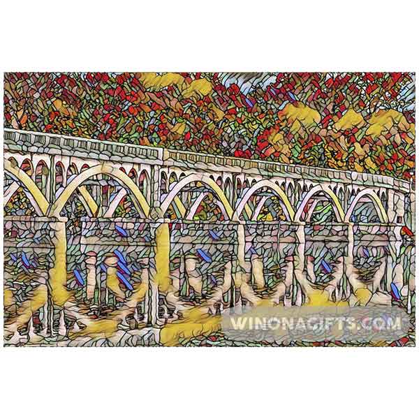 Winona Minn Wagon Bridge Stained Glass - Art Print