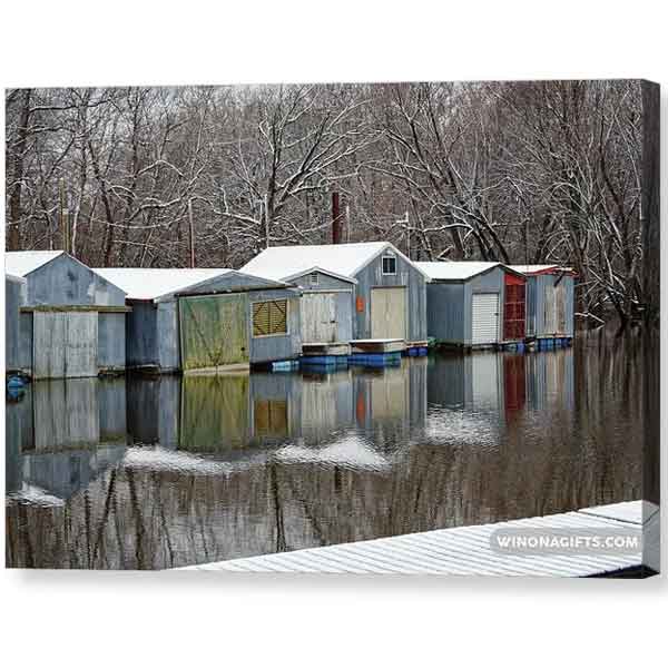 Winona Boat Club In Winter Winona Minnesota - Canvas Print - Kari Yearous Photography WinonaGifts KetoGifts LoveDecorah