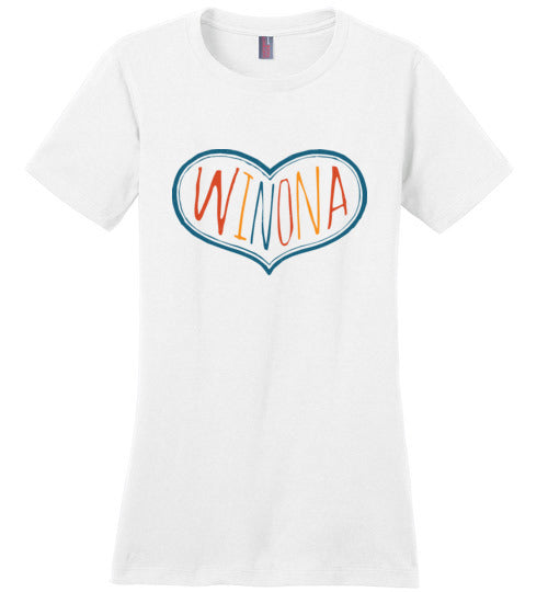 Winona Minnesota Multicolor Heart Ladies T-Shirt