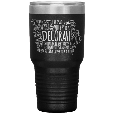 Decorah Iowa Insulated 30 oz Tumbler Typography Map