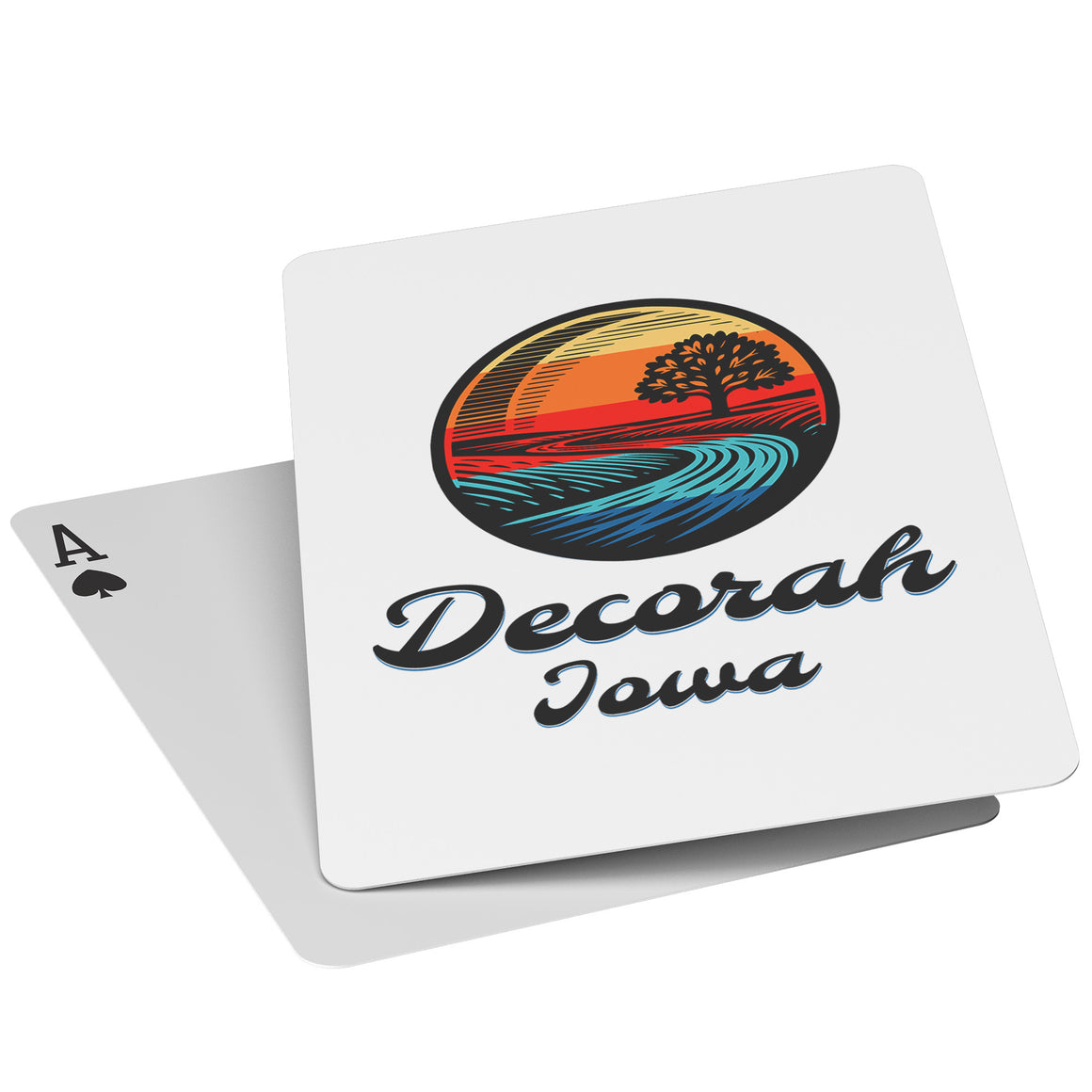 Decorah Iowa Playing Cards, Woodcut River
