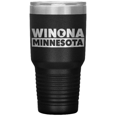 Winona Minnesota 30 oz Insulated Tumbler MN State Shape in O