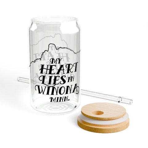 Winona Minn 16 oz Sipper Glass My Heart Lies in Winona