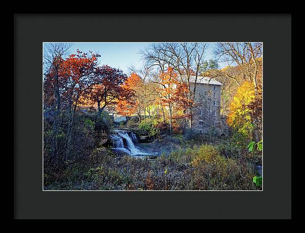 Pickwick Mill in Autumn by Waterfall - Framed Print