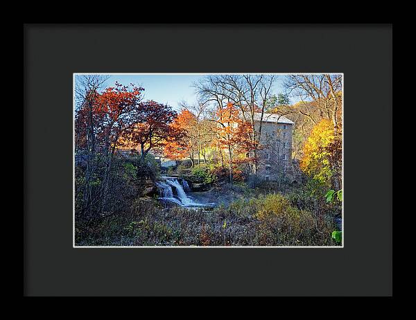 Pickwick Mill in Autumn by Waterfall - Framed Print