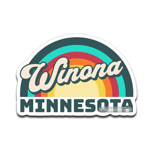 Winona Minnesota Decal Retro Rainbow