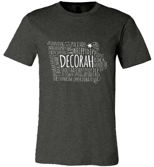 Decorah Iowa Kids T-Shirt, Text Map Decorah Points of Interest - Kari Yearous Photography WinonaGifts KetoGifts LoveDecorah