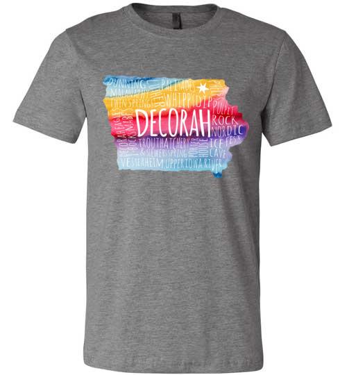 Decorah Iowa Kids T-Shirt, Colorful Iowa Map with Text - Kari Yearous Photography WinonaGifts KetoGifts LoveDecorah