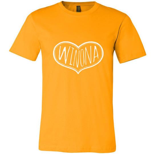Winona Minnesota T-Shirt Text Heart, Light On Dark - Kari Yearous Photography WinonaGifts KetoGifts LoveDecorah