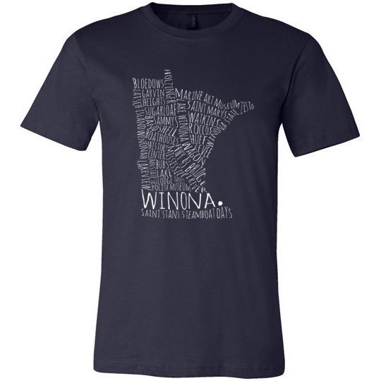Winona MN Typography Shirt, Text Only, Canvas Unisex Shirt - Kari Yearous Photography WinonaGifts KetoGifts LoveDecorah
