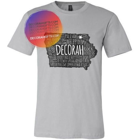 Decorah Shirt Typography Map, Unisex T-Shirt - Kari Yearous Photography WinonaGifts KetoGifts LoveDecorah