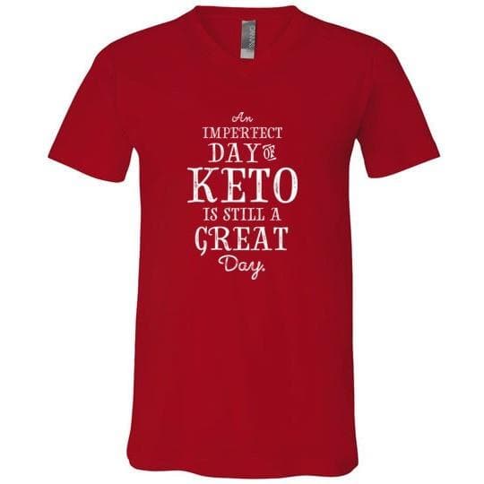 Keto T-Shirt Imperfect Day of Keto, Canvas Unisex V-Neck - Kari Yearous Photography WinonaGifts KetoGifts LoveDecorah
