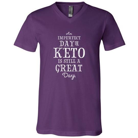 Keto T-Shirt Imperfect Day of Keto, Canvas Unisex V-Neck - Kari Yearous Photography WinonaGifts KetoGifts LoveDecorah