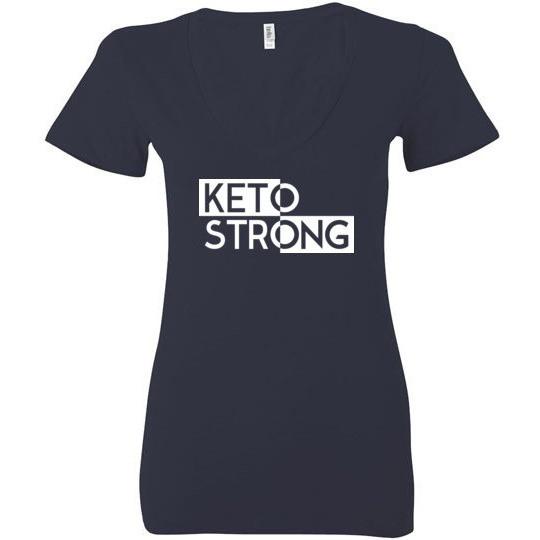 Ladies Keto T-Shirt, Keto Strong, Bella Ladies Deep V-Neck - Kari Yearous Photography WinonaGifts KetoGifts LoveDecorah