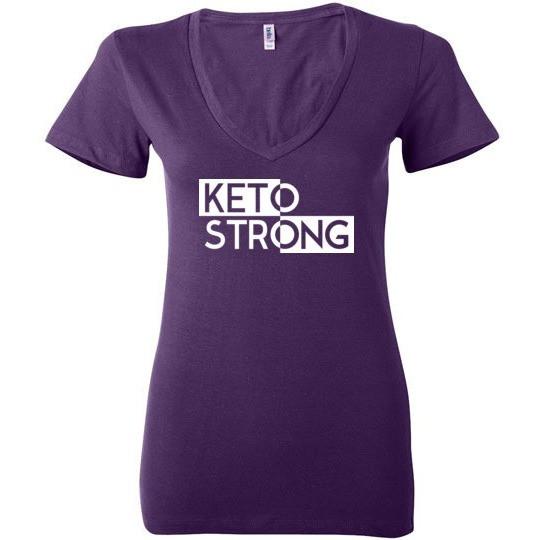 Ladies Keto T-Shirt, Keto Strong, Bella Ladies Deep V-Neck - Kari Yearous Photography WinonaGifts KetoGifts LoveDecorah