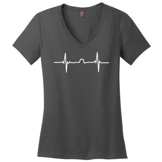 Winona T-Shirt Sugarloaf Heartbeat, Light on Dark, Women's Perfect Weight V-Neck - Kari Yearous Photography WinonaGifts KetoGifts LoveDecorah