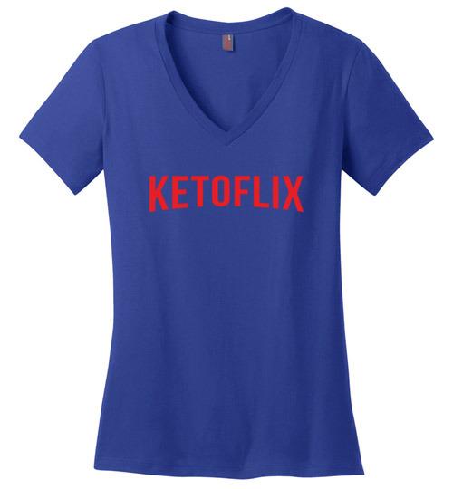 Ladies Keto Shirt Ketoflix Netflix Style, Perfect Weight V-Neck - Kari Yearous Photography WinonaGifts KetoGifts LoveDecorah