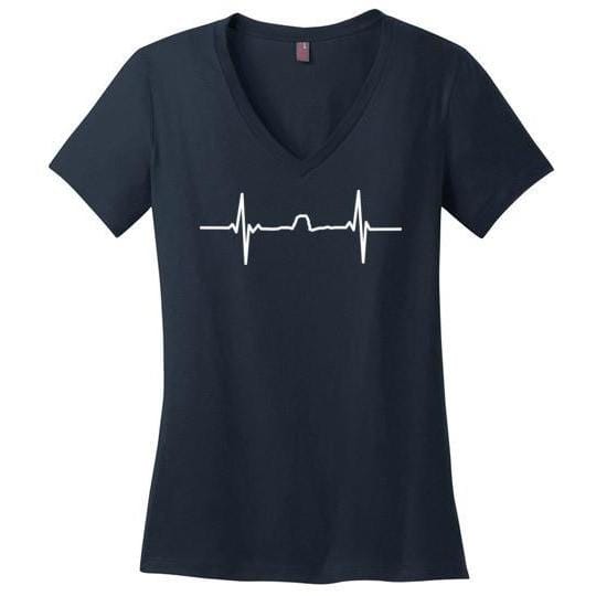 Winona T-Shirt Sugarloaf Heartbeat, Light on Dark, Women's Perfect Weight V-Neck - Kari Yearous Photography WinonaGifts KetoGifts LoveDecorah