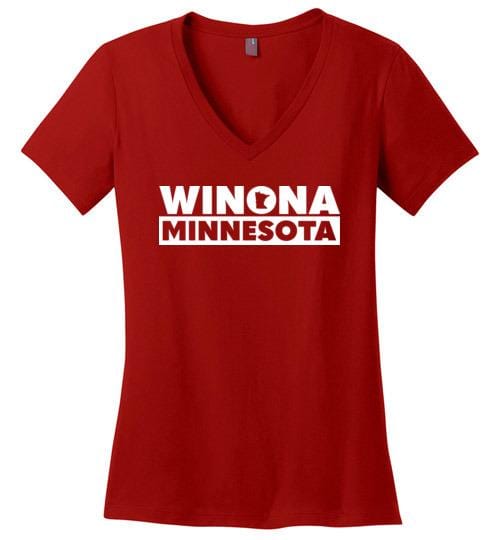 Ladies Winona Minnesota T-Shirt, Perfect Weight V-Neck - Kari Yearous Photography WinonaGifts KetoGifts LoveDecorah