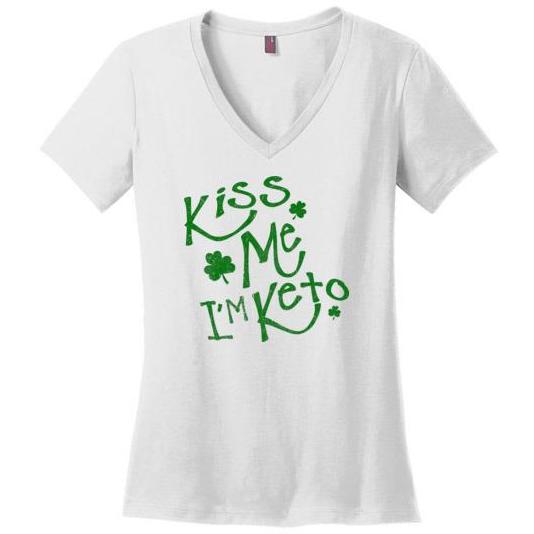 Women's Keto T-Shirt Kiss Me I'm Keto, Green on White - Kari Yearous Photography WinonaGifts KetoGifts LoveDecorah