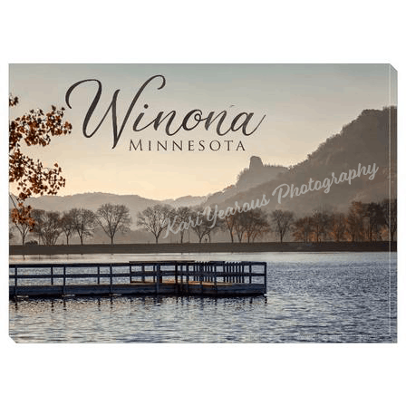 Canvas Wrap 5" x 7" Fall Sugarloaf with Pier + Text - Kari Yearous Photography