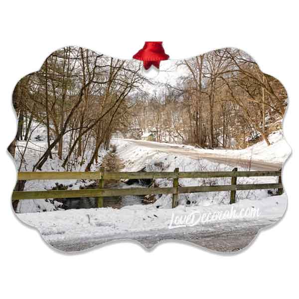 Decorah Iowa Ornament Twin Springs Road in Winter - Kari Yearous Photography WinonaGifts KetoGifts LoveDecorah