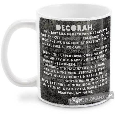 Decorah Iowa Coffee Mug, Heart Lies in Decorah, with Twin Springs - Kari Yearous Photography WinonaGifts KetoGifts LoveDecorah