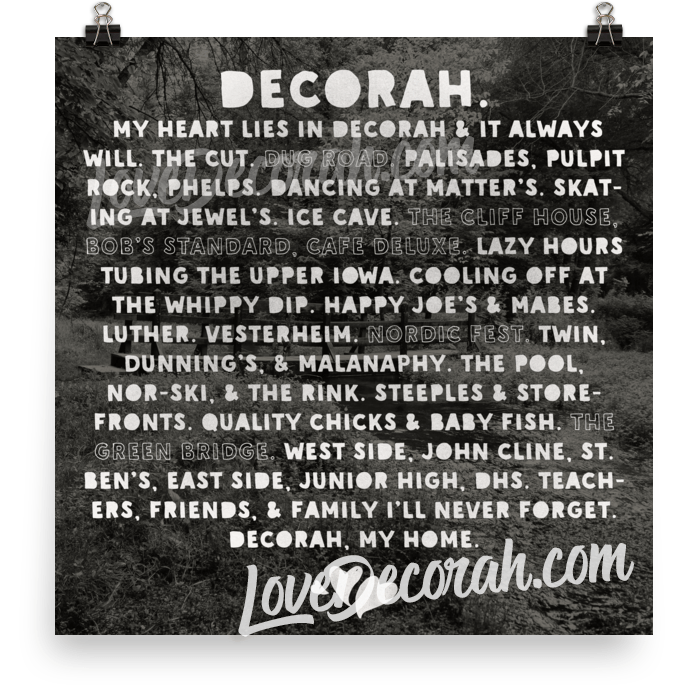 Poster Heart Lies In Decorah With Twin Springs 12" x 12" - Kari Yearous Photography