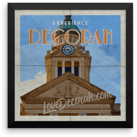 Framed Poster Decorah Courthouse Vintage Travel Poster - Kari Yearous Photography