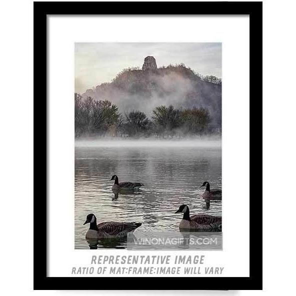 Geese With Sugarloaf In Winona Minnesota - Framed Print - Kari Yearous Photography WinonaGifts KetoGifts LoveDecorah