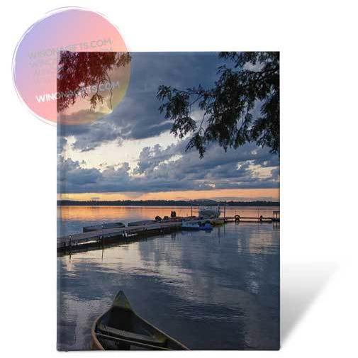 Hardcover Journal Pine Ridge Resort Sunset Deer Lake Minnesota - Kari Yearous Photography WinonaGifts KetoGifts LoveDecorah