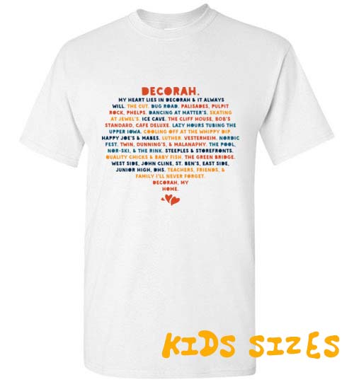 Decorah Iowa Kids T-Shirt, My Heart Lies in Decorah