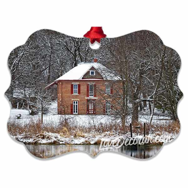 Decorah Iowa Ornament Hjelle House in Winter