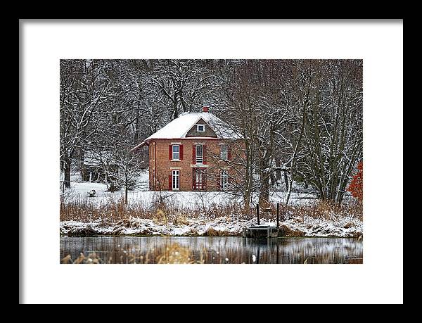 Hjelle House with Trout Pond Decorah Iowa - Framed Print