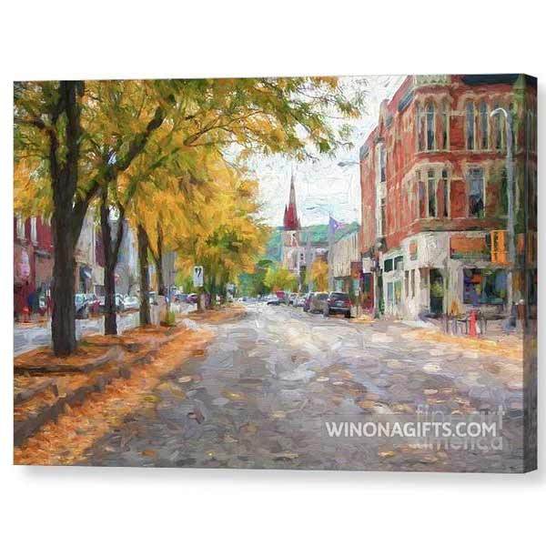 Main Street Downtown Winona Minn, Painting Style - Canvas Print - Kari Yearous Photography WinonaGifts KetoGifts LoveDecorah