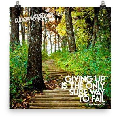 Inspirational Poster Giving Up Only Way To Fail - Kari Yearous Photography WinonaGifts KetoGifts LoveDecorah