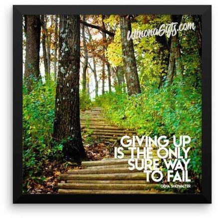 Framed Inspirational Poster Giving Up Only Way To Fail, Garvin Heights Steps - Kari Yearous Photography WinonaGifts KetoGifts LoveDecorah