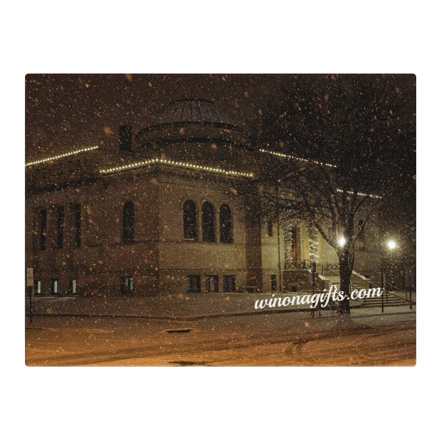 Canvas Wrap 18" x 24" Winona Public Library Snowy Night - Kari Yearous Photography