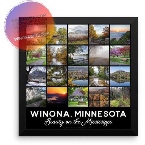 Framed Poster Winona Minnesota Square Photo  Collage - Kari Yearous Photography WinonaGifts KetoGifts LoveDecorah