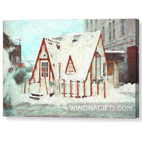 Santa House Downtown Winona Minnesota Digital Painting - Canvas Print - Kari Yearous Photography WinonaGifts KetoGifts LoveDecorah