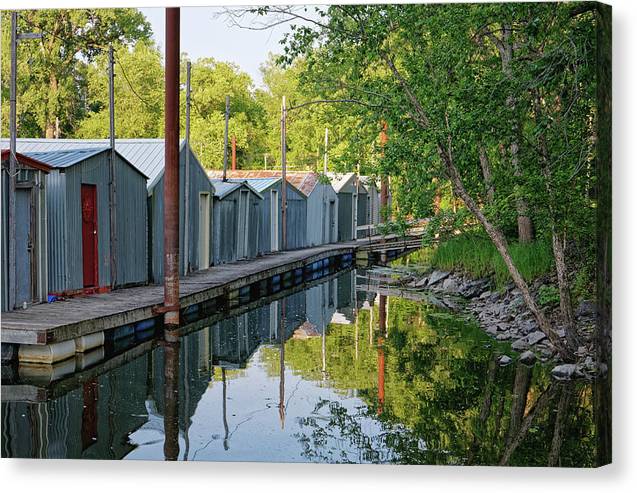 Mississippi River Boathouse Photo Scene on Canvas